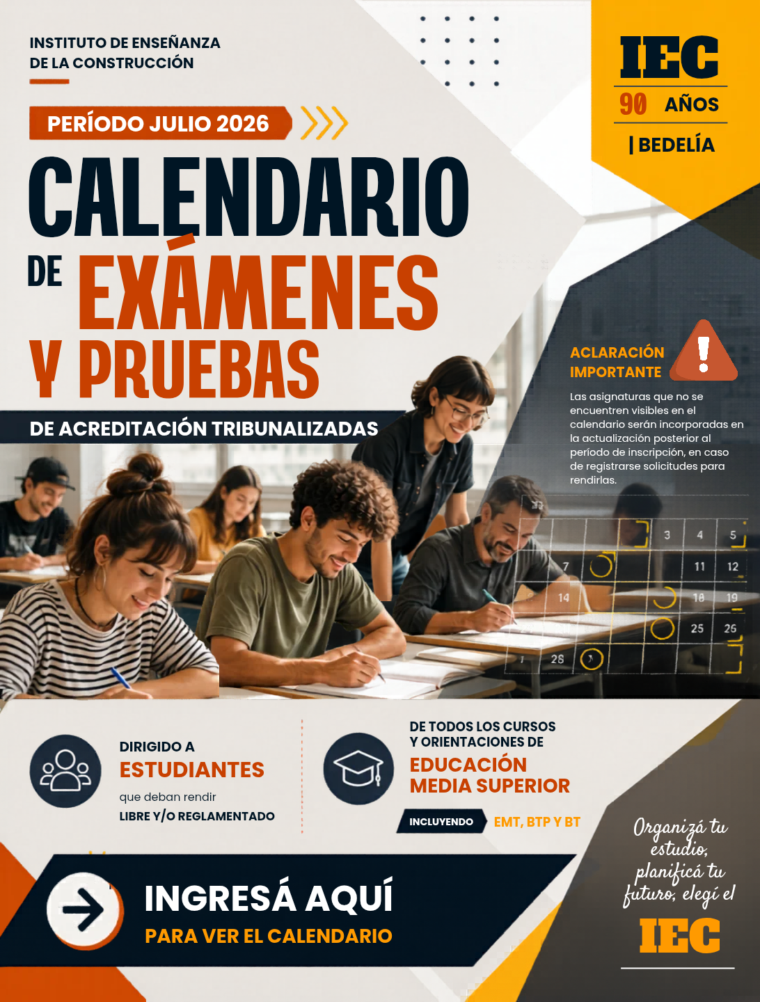 Lee más sobre el artículo Calendario de Exámenes y Pruebas de Acreditación Tribunalizadas – Julio 2026.