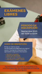 Lee más sobre el artículo Periodo de inscripción para exámenes libres – Septiembre 2023.