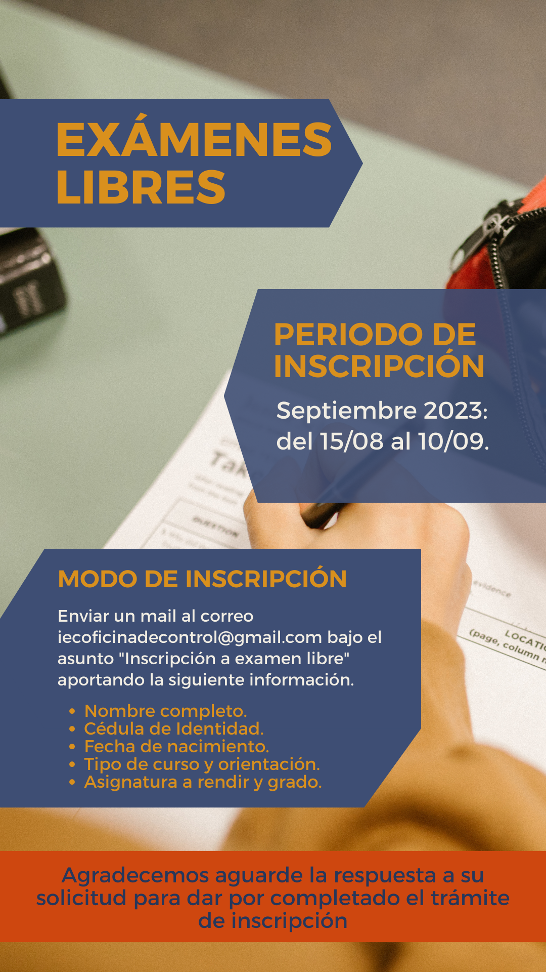 Lee más sobre el artículo Periodo de inscripción para exámenes libres – Septiembre 2023.
