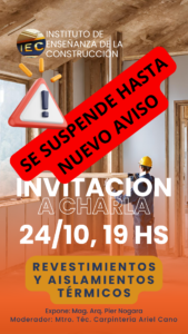 Lee más sobre el artículo ACTUALIZACION – INVITACIÓN A CHARLA – REVESTIMIENTOS Y AISLAMIENTOS TÉRMICOS