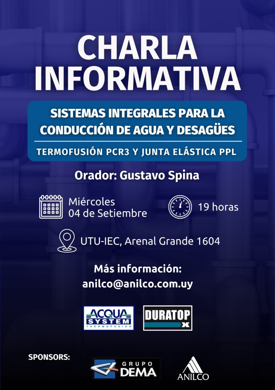Lee más sobre el artículo Charla Informativa – Sistemas Integrales para la Conducción de Agua y Desagües