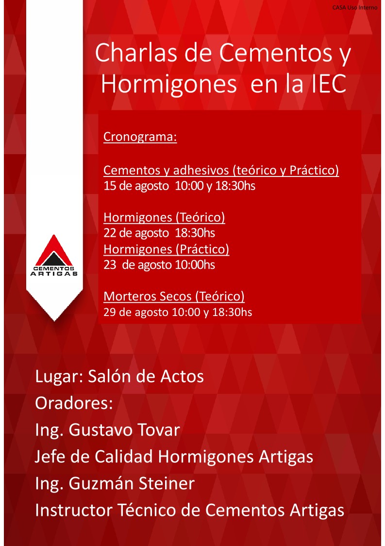 Lee más sobre el artículo Charlas de Cementos y Hormigones 2024