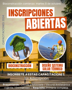 Lee más sobre el artículo 08/10/24 Comienzo de Capacitación Bioconstrucción – Inscripciones abiertas para Diseño de Sistema Solar Térmico y Bioconstrucción.