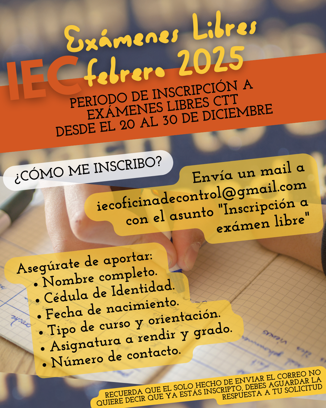 Lee más sobre el artículo Periodo de Inscripciones a Exámenes Libres CTT – Febrero 2025